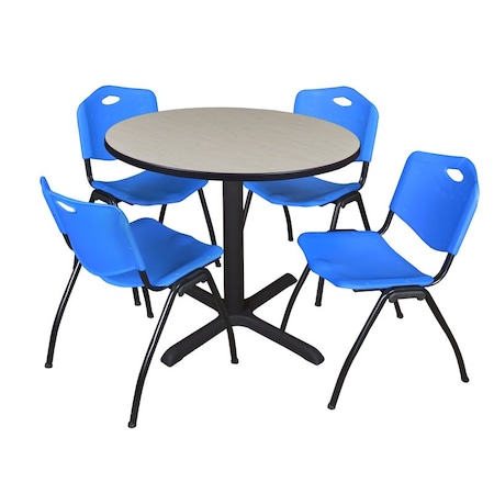 Cain Cain Round Table & Chair Set, Wood, Metal, Plastic Top, Maple TB36RNDPL47BE